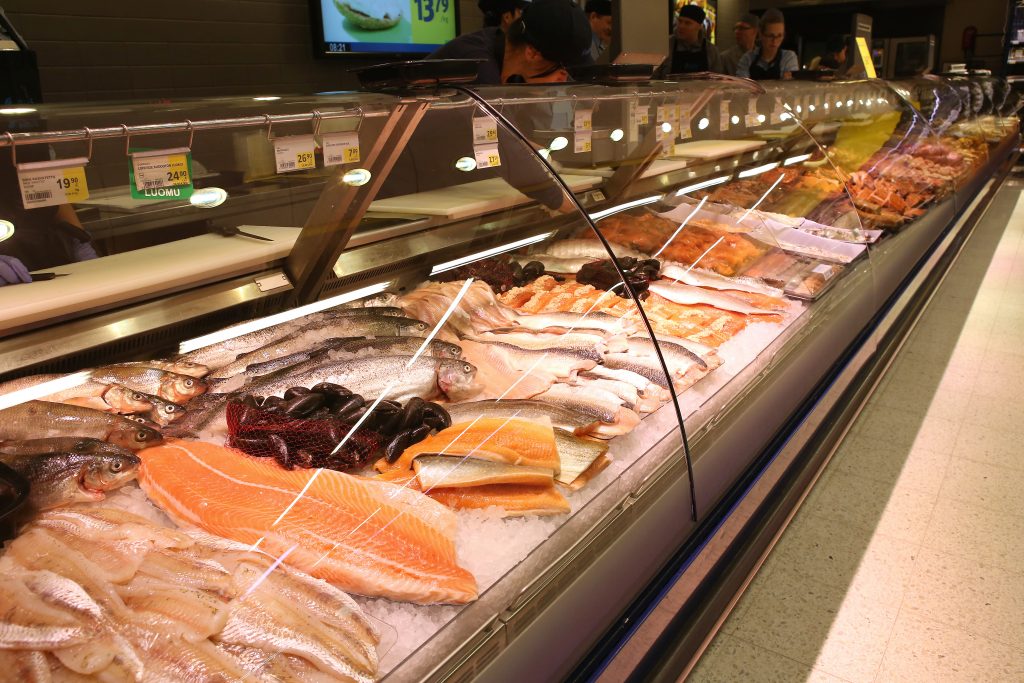 Fish counter in a supermarket.