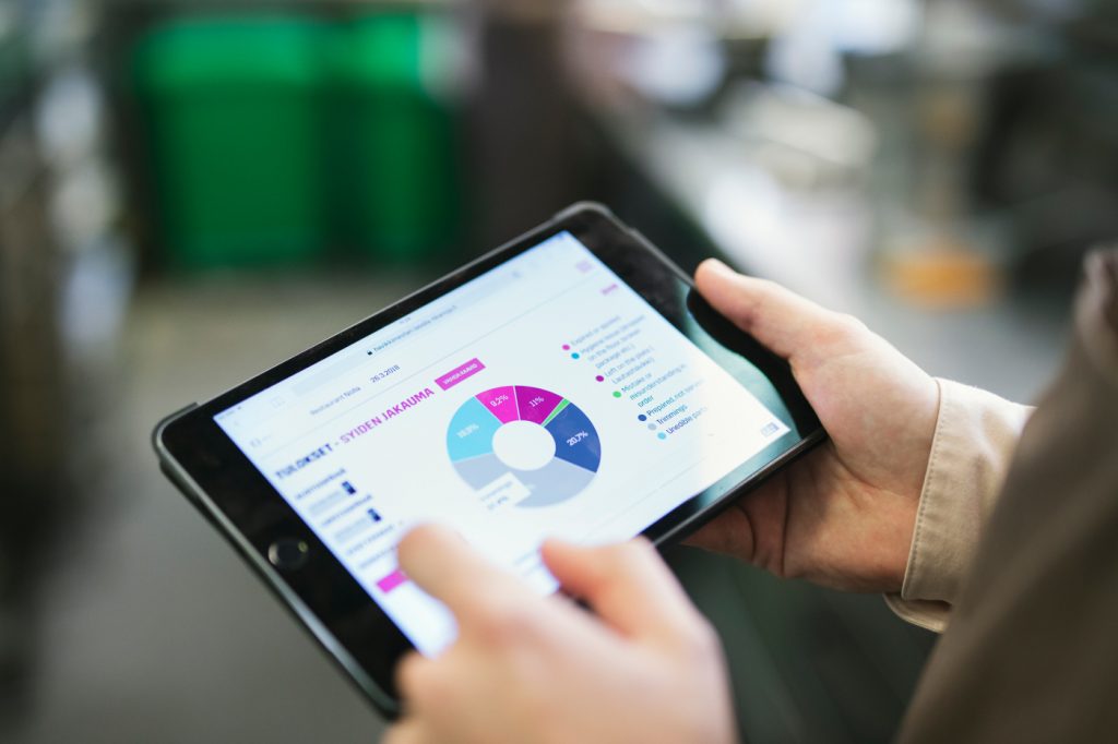 Waste manager application open at tablet computer.