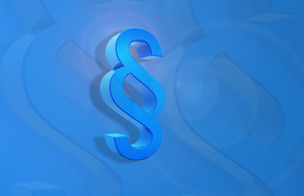 A section sign on blue background. Illustrative picture.