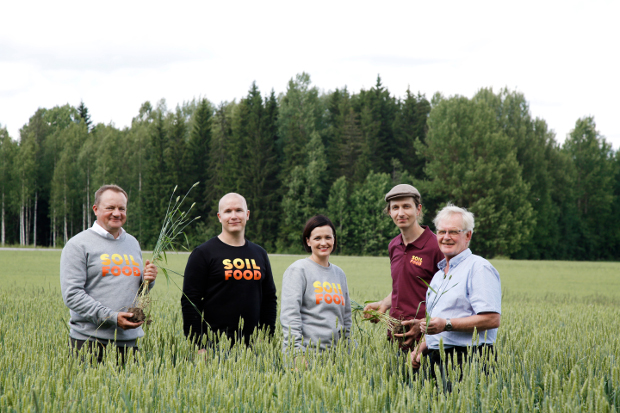 Soilfood's five workers in a field.